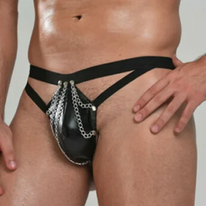 Strappy Glossy Black Thong - Image 2