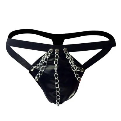 Strappy Glossy Black Thong - Image 5