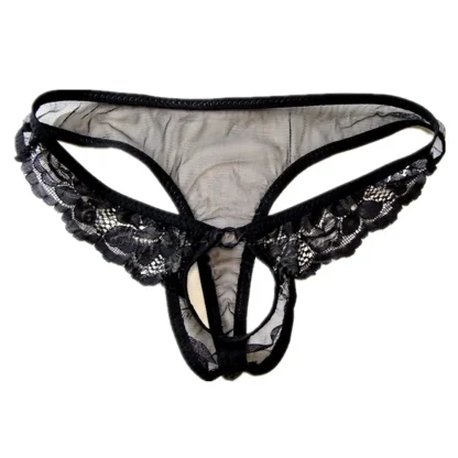 Low-rise Open Crotch Sheer Thong - Image 4