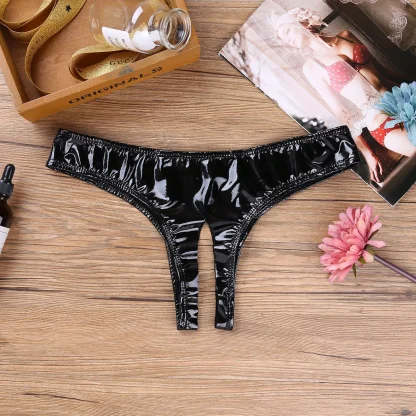 Sexy Glossy Crotchless Panties - Image 4