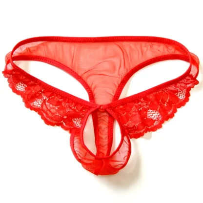 Low-rise Open Crotch Sheer Thong - Image 3
