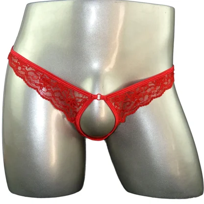 Low-rise Open Crotch Sheer Thong