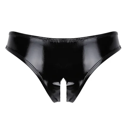 Sexy Glossy Crotchless Panties