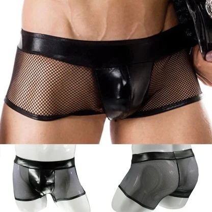 Faux Leather Fishnet Boxer Brief - Image 6