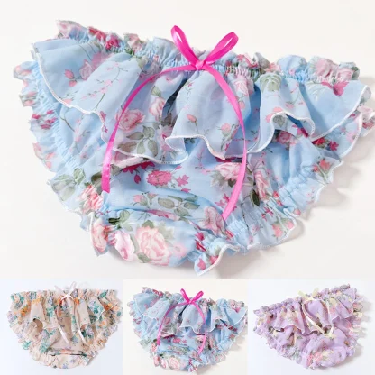 Cute Ruffle Mesh Floral Panties - Image 7