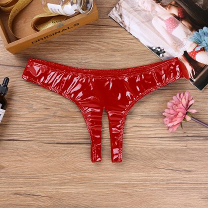 Sexy Glossy Crotchless Panties - Image 5