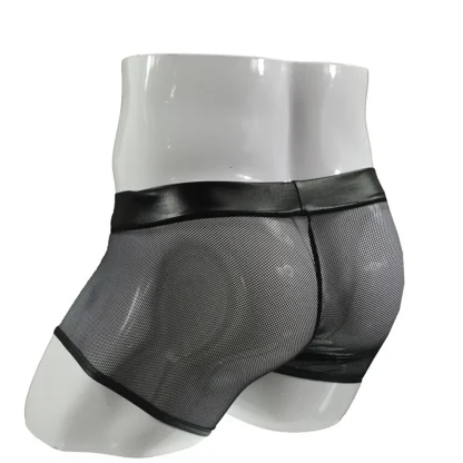 Faux Leather Fishnet Boxer Brief - Image 3