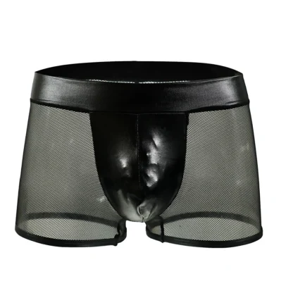 Faux Leather Fishnet Boxer Brief - Image 4