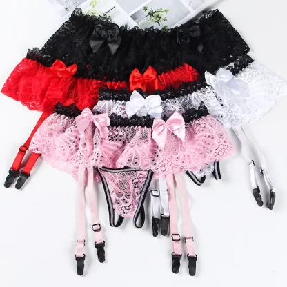 Playful Ruffle Lace Garter G-string - Image 13