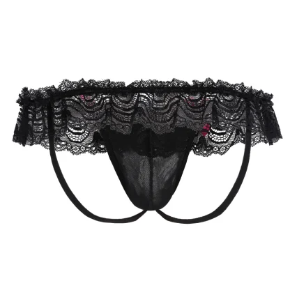 Playful Bowknot Lace Jockstrap - Image 4