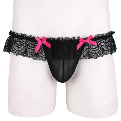 Playful Bowknot Lace Jockstrap - Image 8