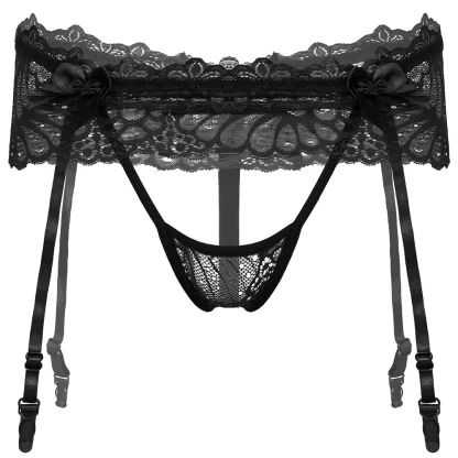Playful Ruffle Lace Garter G-string - Image 9