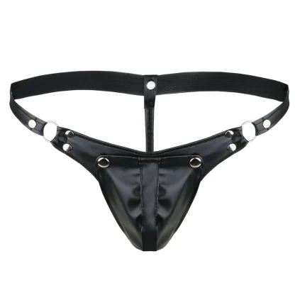 Snap Button Crotch Black G-string