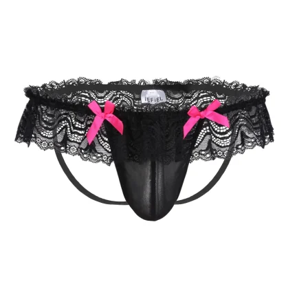 Playful Bowknot Lace Jockstrap