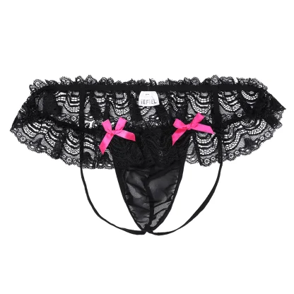 Playful Bowknot Lace Jockstrap - Image 2