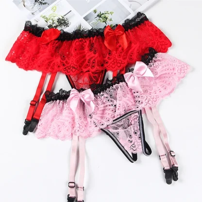 Playful Ruffle Lace Garter G-string - Image 12