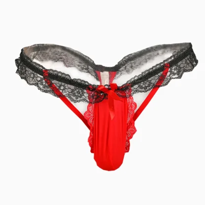 Sexy Lace Trim Bowknot Thong - Image 10