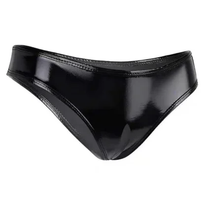 Glossy Crotchless Black Thong - Image 2