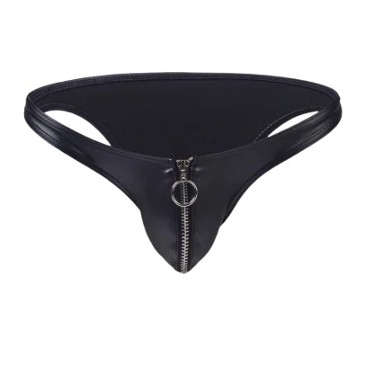 Zip Crotch Black Bikini Panties