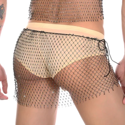 Fishnet Drawstring Waist Skirt - Image 9