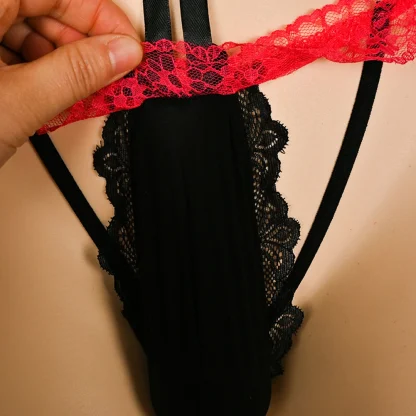 Sexy Lace Trim Bowknot Thong - Image 5