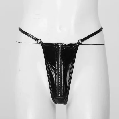 Sleek Black Zip Crotch G-string - Image 5