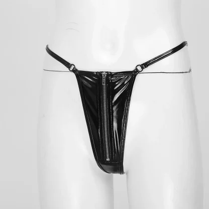 Sleek Black Zip Crotch G-string - Image 4