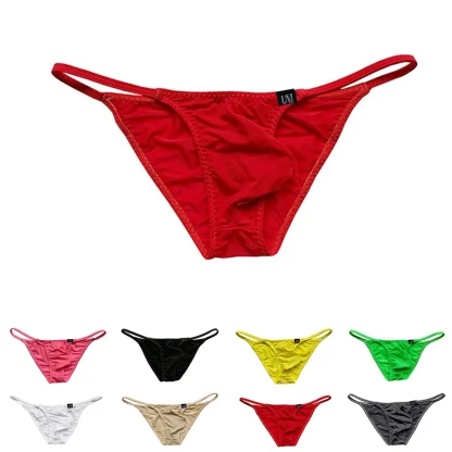 Solid Color String Bikini Brief - Image 10