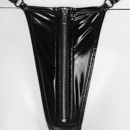 Sleek Black Zip Crotch G-string - Image 7