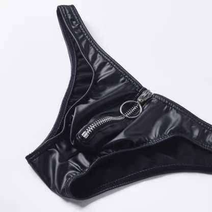 Zip Crotch Black Bikini Panties - Image 3