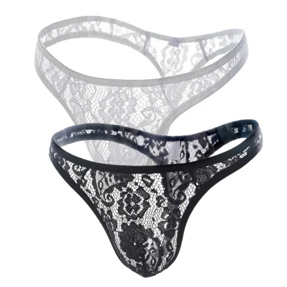 Floral Sheer Lace Sexy Thong - Image 2