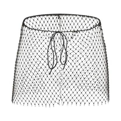 Fishnet Drawstring Waist Skirt - Image 4