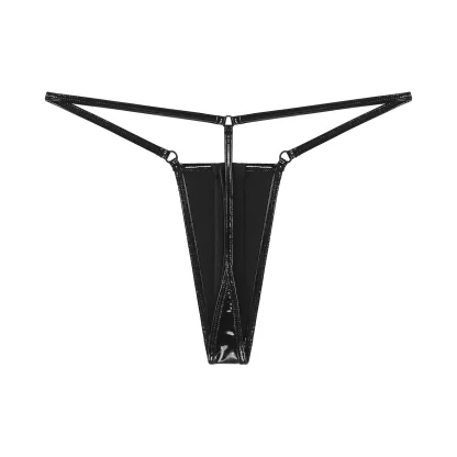 Sleek Black Zip Crotch G-string - Image 3