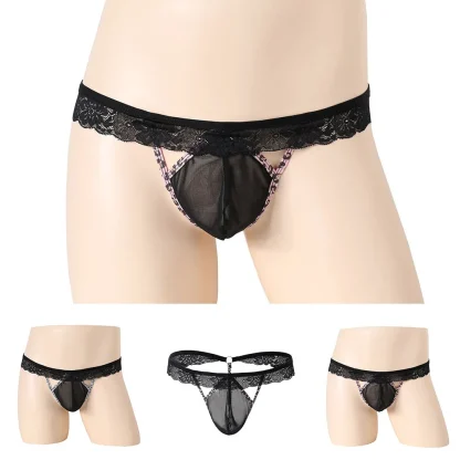 Sexy Cutout Sheer Lace G-string - Image 4