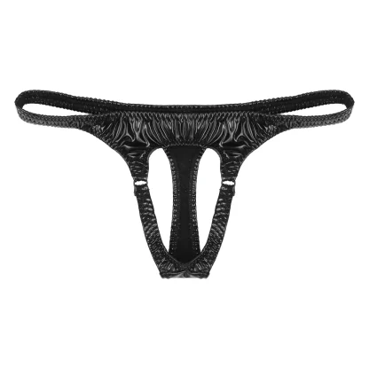 Sleek Black Crotchless Thong - Image 5