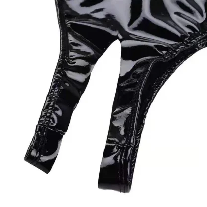 Glossy Crotchless Black Thong - Image 3