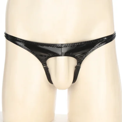 Sleek Black Crotchless Thong - Image 2