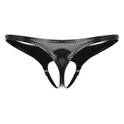 Sleek Black Crotchless Thong - Image 7