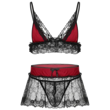 V-neck See-through Lace Lingerie - Image 3