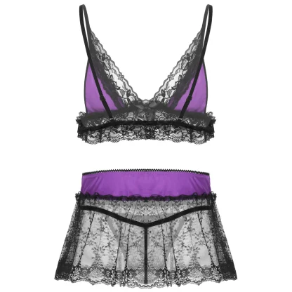 V-neck See-through Lace Lingerie - Image 6