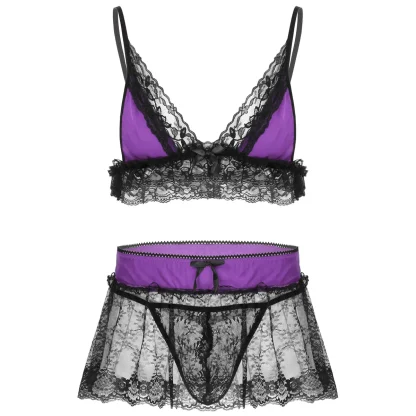 V-neck See-through Lace Lingerie - Image 5