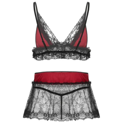 V-neck See-through Lace Lingerie - Image 4