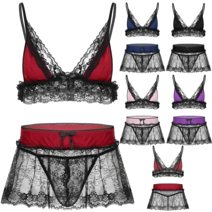 V-neck See-through Lace Lingerie - Image 15