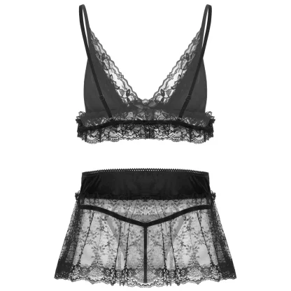 V-neck See-through Lace Lingerie - Image 8