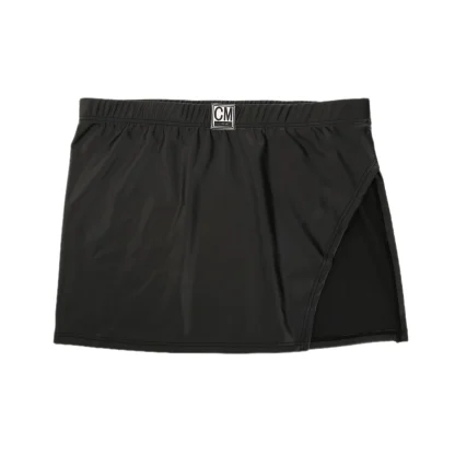 Side Slit Fitted Mini Black Skirt - Image 4