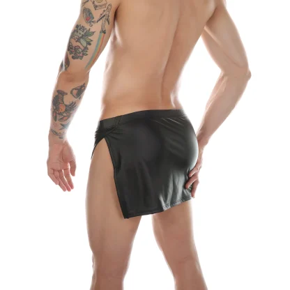 Side Slit Fitted Mini Black Skirt - Image 3